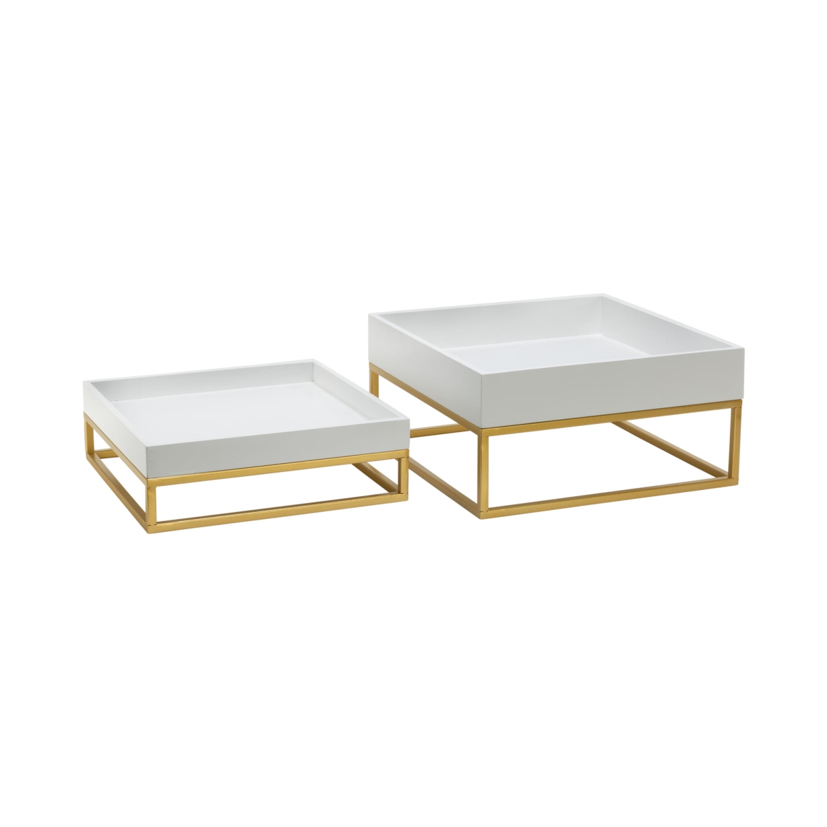 Picture of Tripar International 20531 Wooden Square Jewelry Trays&#44; White & Gold - Set of 2