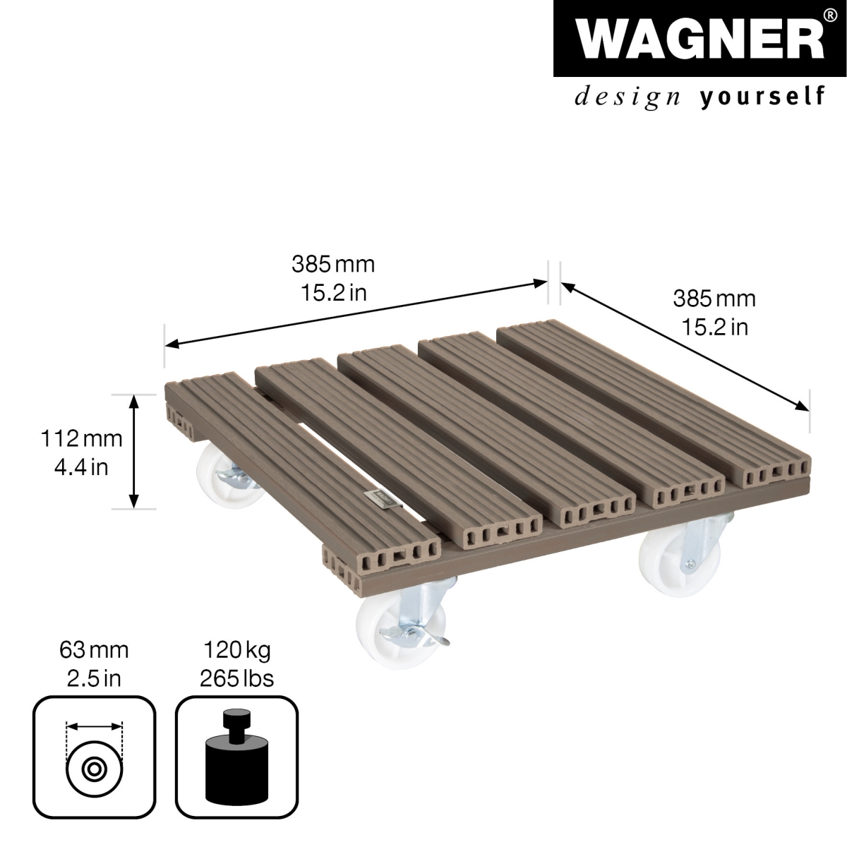 64-0551 15.1' WPC Large Square Taupe Plant Caddy
