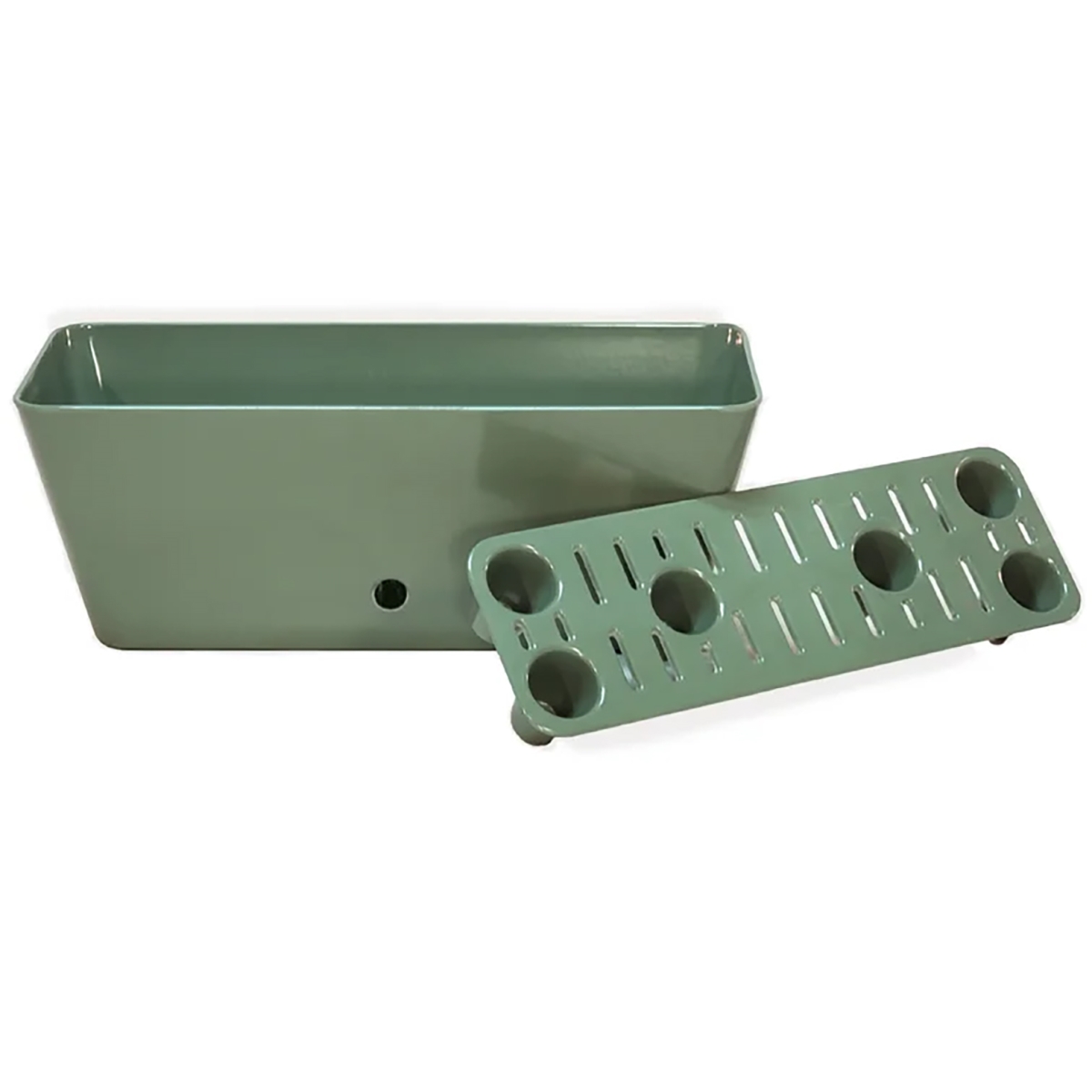 16in. Sage Green Rectangular Self-Watering Bamboo Planter
