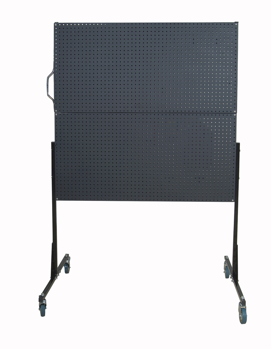 F1-DBK 50 in. Mobile Stand-Alone Pegboard Unit with 4 Polyethylene Matte Finish DuraBoard Pegboards, Black