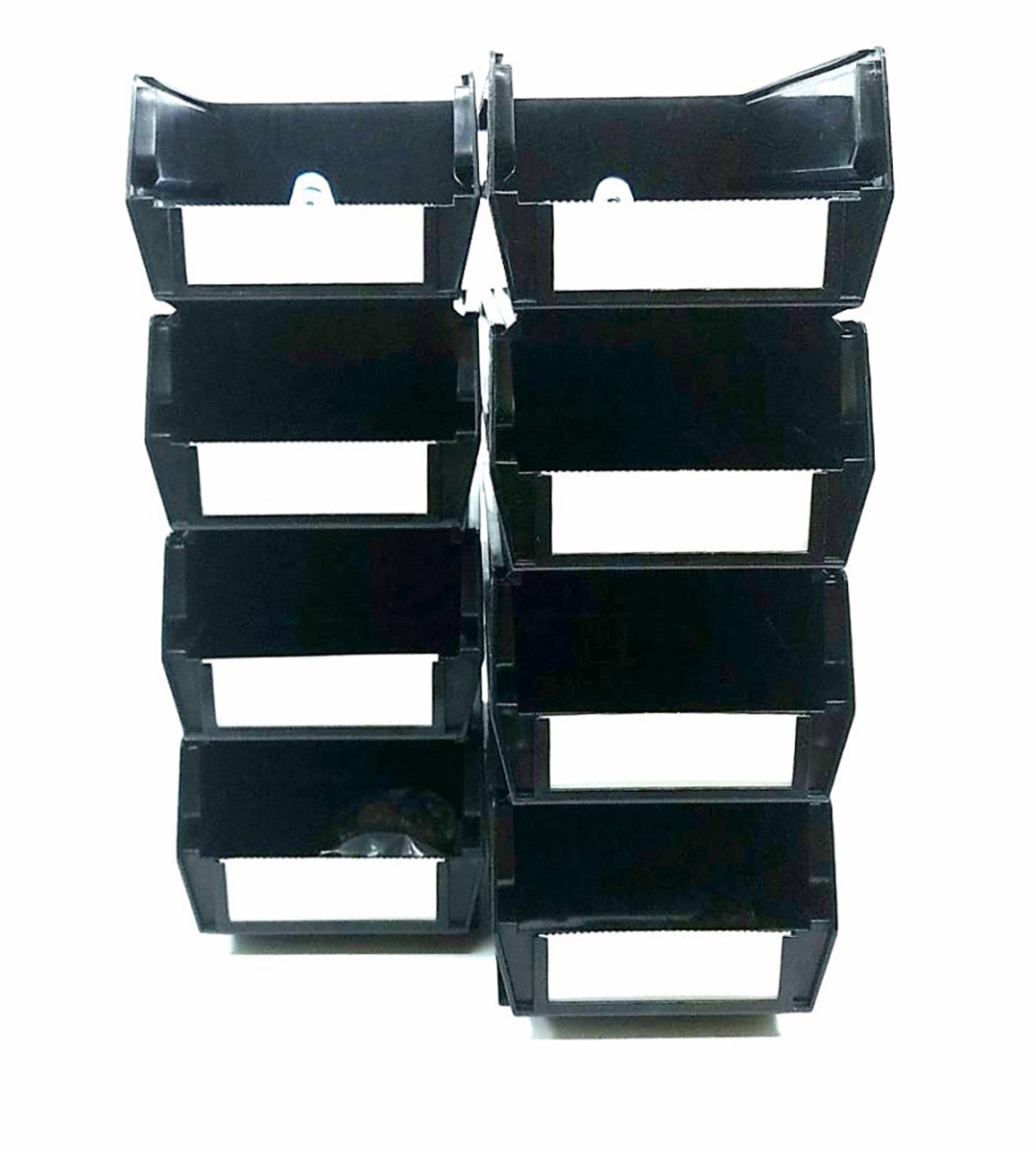 Hanging Bins and Bin Clip Kit, Polypropylene, Black, (4) Small and (4) Large