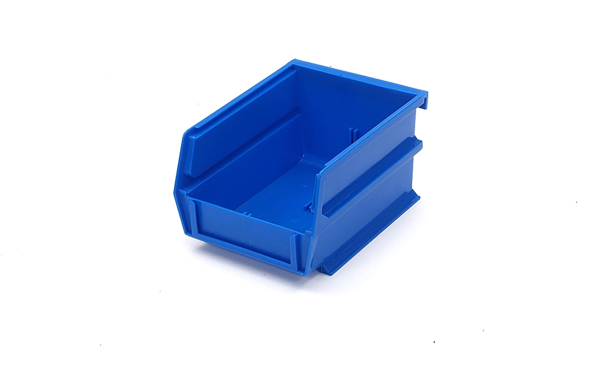 3-210B-6 5.37 x 4.12 x 3 in. Stacking Hanging Interlocking Polypropylene Storage Bin, Blue - 6 Count
