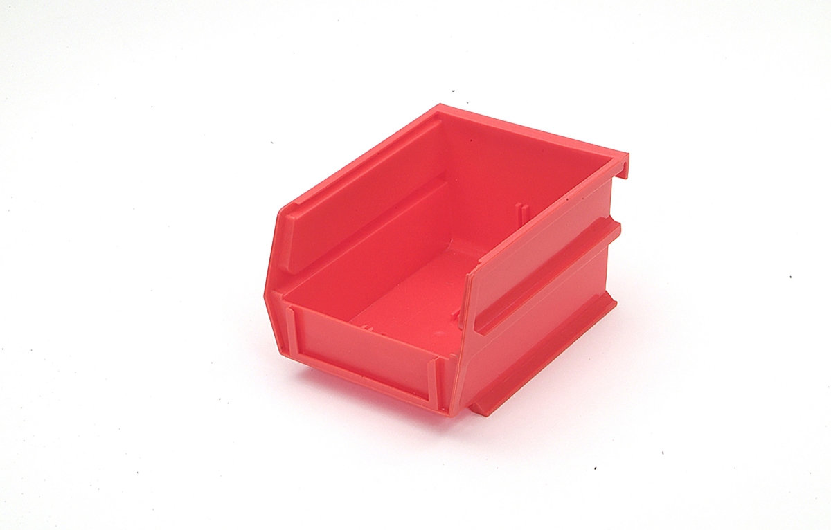3-210R-6 5.37 x 4.12 x 3 in. Stacking Hanging Interlocking Polypropylene Storage Bin, Red - 6 Count