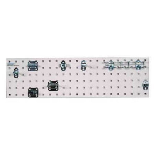 LBS31T-WHT Tool Storage Kit with 1 31.5 x 9 in. 18 Gauge Steel Square Hole Pegboard & 8 Piece Loc Hook Assortment, White