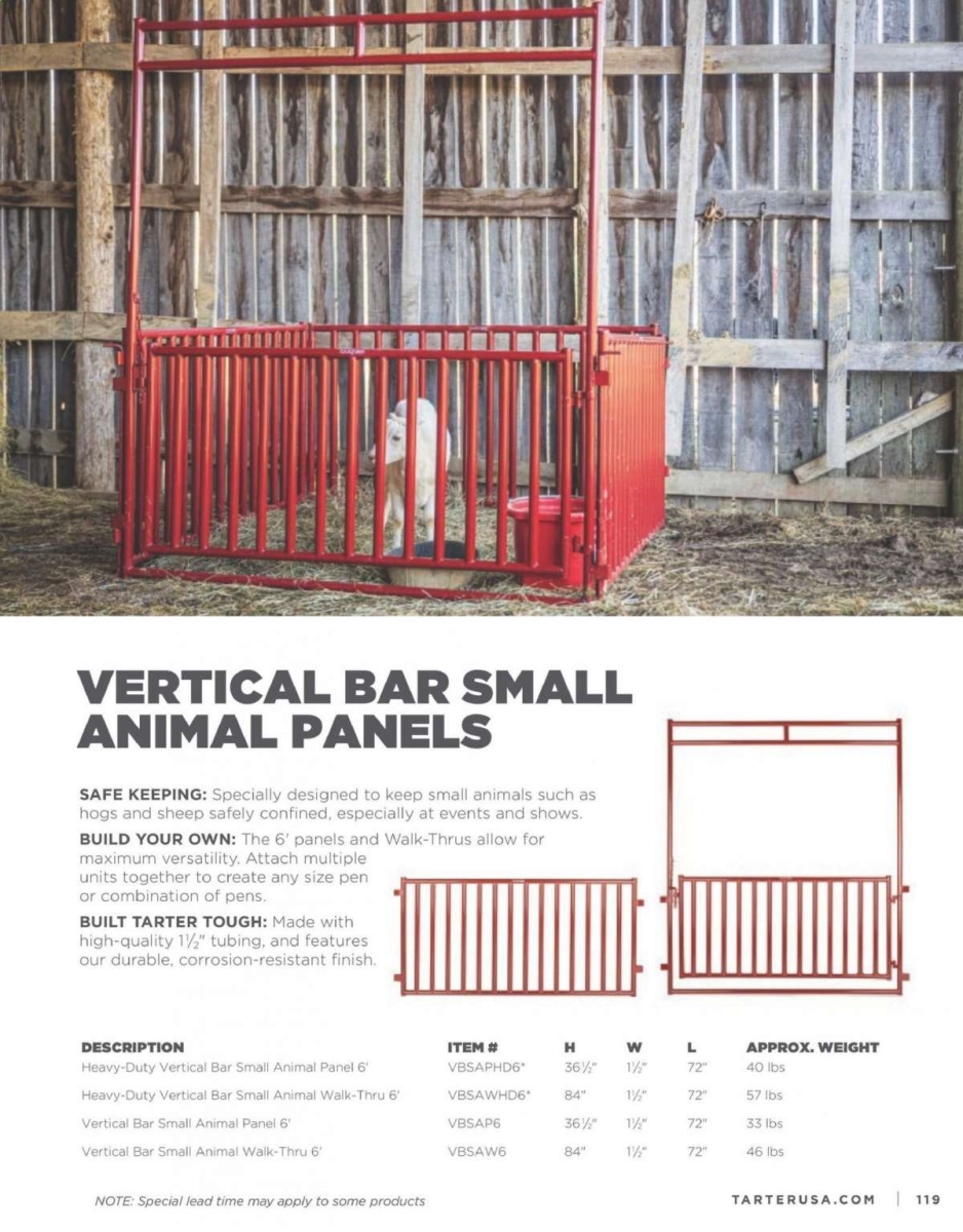 Picture of Tarter VBSAWHD6 6 ft. Vertical Bar Small Animal Walk-Thru HD, Red