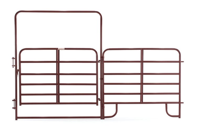 2WR66 6 ft. 2 in. Bullmax Walk-Thru Gate with 6 ft. Panel, Red