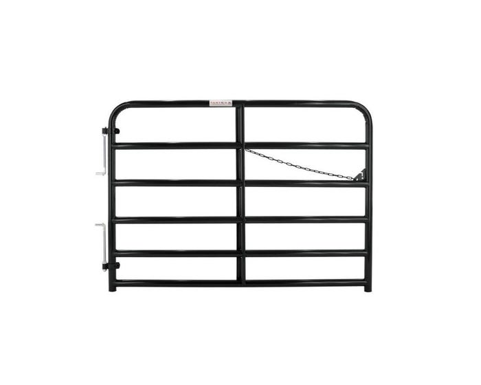 2BLG6 6 ft. 16 Gauge 6 Bar Bullmax Round Corner Gate, Black - 2 in.