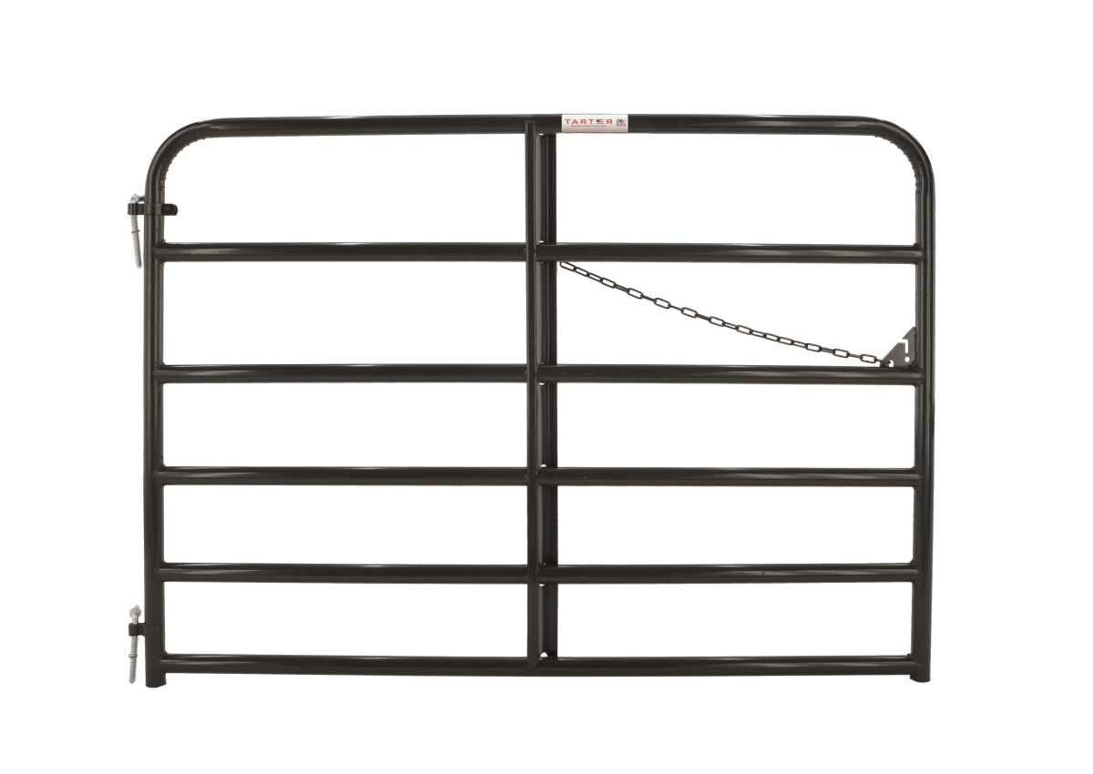 6EBL6 6 ft. 19 Gauge 6 Bar American Gate, Black - 1.75 in.