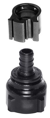 PEXLOCK Swivel Pipe Adapter, 1/2 x 3/4 in, FPT, Polysulfone, Black, 100 psi Pressure Pair