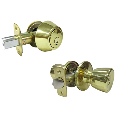 Tru-Guard Tulip Double Lockset, Polished Brass