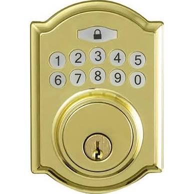 Tru-Guard Castle Electronic Deadbolt Lock, Polished Brass