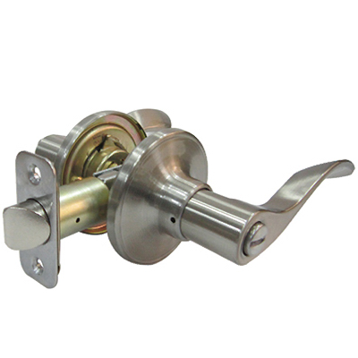 Tru-Guard Reversible Bergamo Wave Lever Privacy Lockset, Satin Nickel