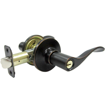 Tru-Guard Reversible Bergamo Wave Entry Lever Lockset - Aged Bronze