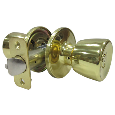 Tru-Guard Tulip Style Knob Entry Lockset - Polished Brass