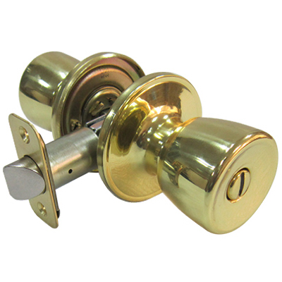 Tru-Guard Medium Tulip Style Knob Privacy Lockset, Polished Brass