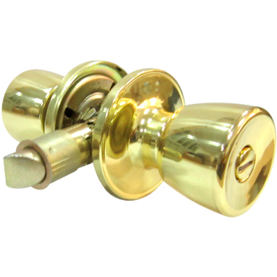 Tru-Guard Mobile Home Privacy Lockset, Tulip Style Knob, Polished Brass