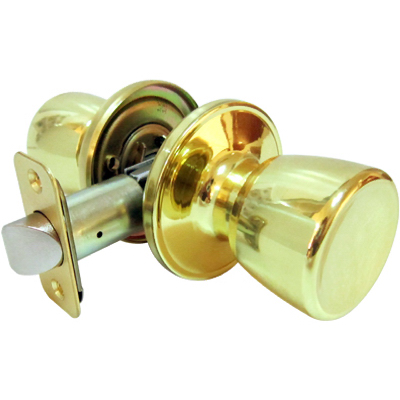 Tru-Guard Medium Tulip Knob Passage Lockset, Polished Brass