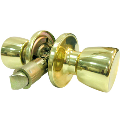 Tru-Guard Tulip Style Knob Mobile Home Passage Lockset, Polished Brass