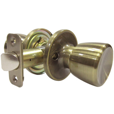 Tru-Guard Medium Tulip Style Knob Passage Lockset, Antique Brass