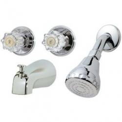 210524 Bay Pointe 2-Acrylic Handle Combination Tub & Shower Faucet, Chrome Finish -  HOMEWERKS WORLDWIDE