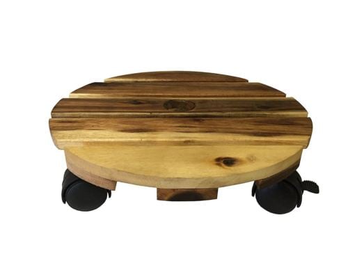 Picture of Avera Home Goods 206317 12 in. Round Wood Plant Caddy with 4 Casters
