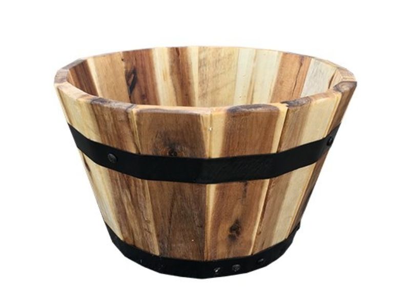 11.5 x 7 in. Wood Barrel Wood Planter