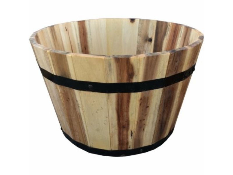 18 x 11 in. Wood Barrel Wood Planter