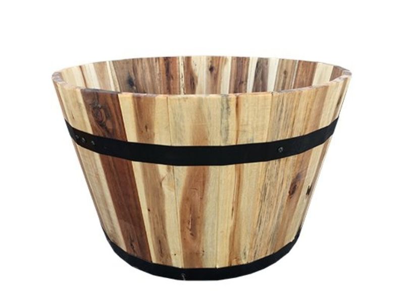21 x 12 in. Wood Barrel Wood Planter