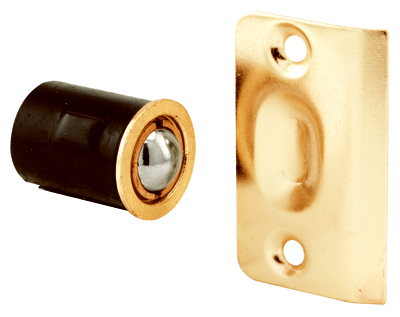 Closet Door Drive-In Ball Catch with Strike, Brass-Plated