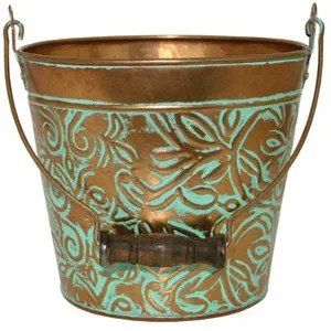12 in. Floral Planter, Vintage Copper