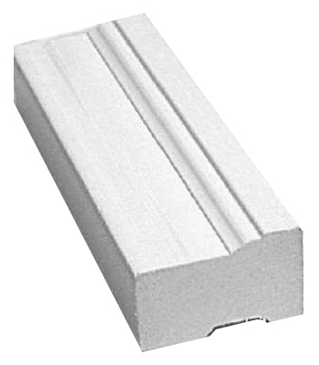 0 Brick Moulding, 114 in W, 2 in H, Flat Back, Smooth Profile, PVC, White