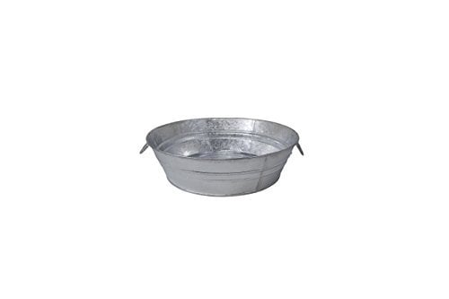 1 qt Hot Dipped Steel Low Flat Tub, Silver