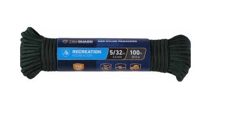 231568 0.15 in. x 100 ft. Tru Gaurd Para Cord, Green