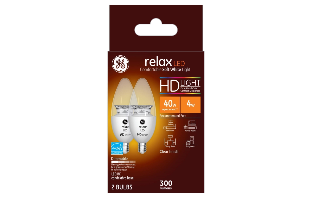 234685 4W General Electric BC LED Bulb, Clear - 300 lumens & Pack of 2