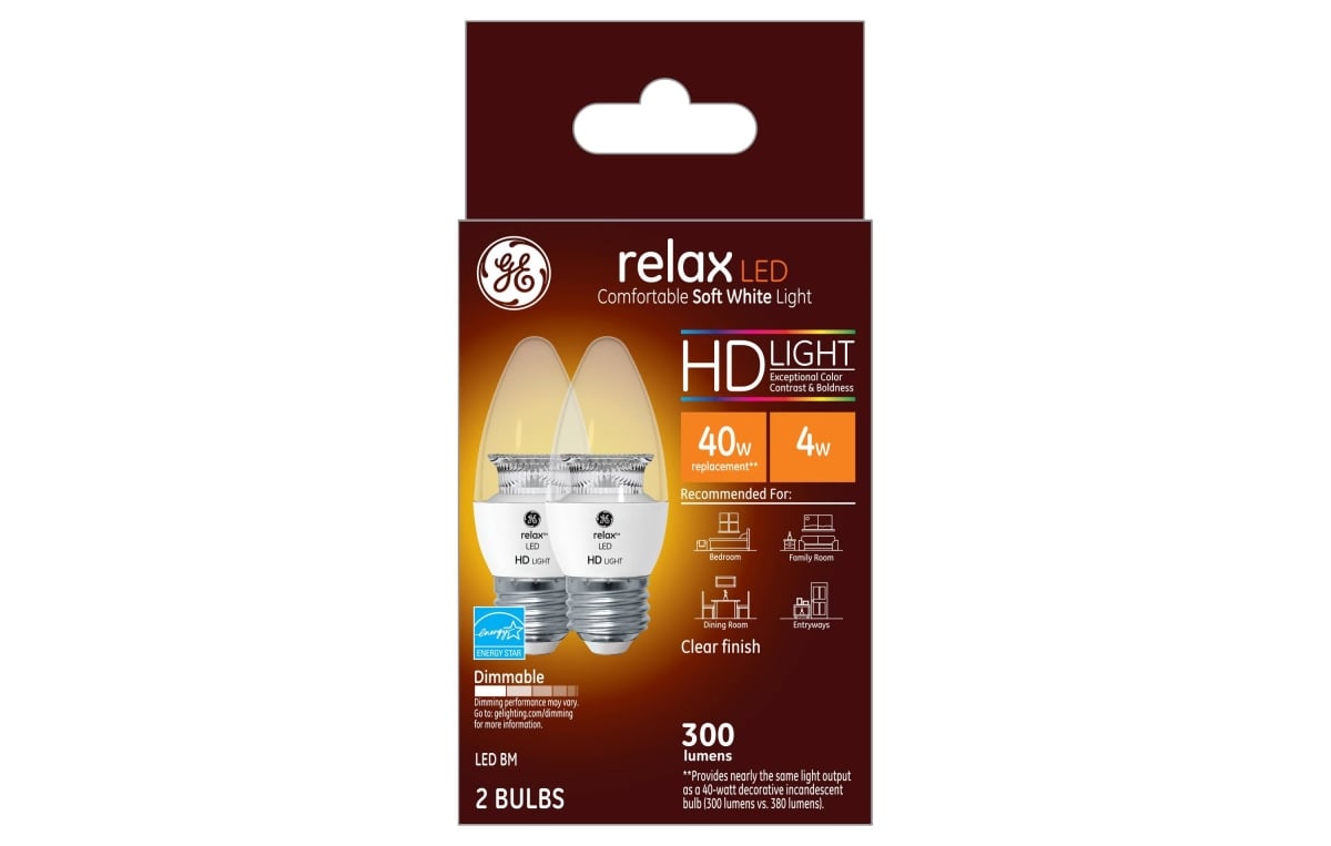 234688 4W General Electric BM LED Bulb, Clear - 300 lumens & Pack of 2