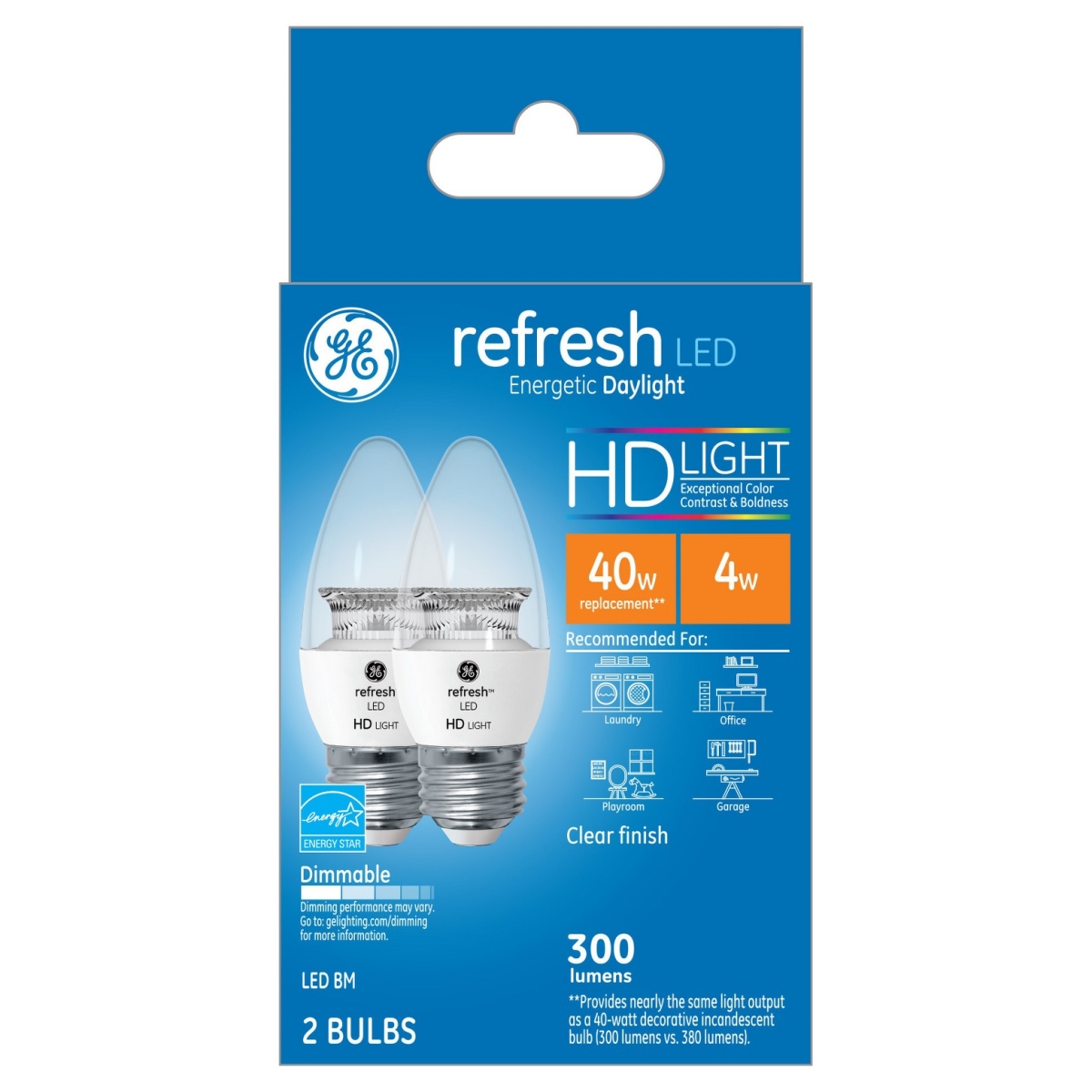 234689 4W General Electric BM LED Bulb, Clear - 300 lumens & Pack of 2