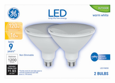 16W General Electric Par38 Floodlight Bulb Soft White - Pack of 2