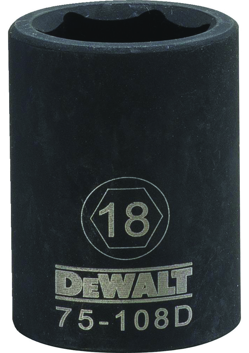 DEWALT 18 mm 1/2 Inch Drive 6-Point Metric Deep Impact Socket - DWMT75108OSP