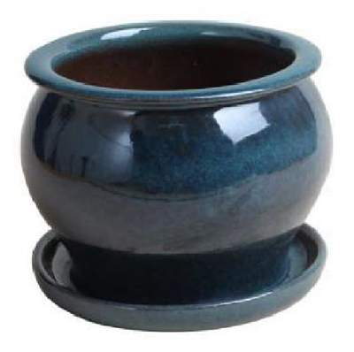 Aqua Blue 11 in. Studio Pot - Glazed Ceramic with Drainage