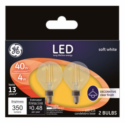 234725 2.8W G16 LED Light Bulb, Clear - Pack of 2