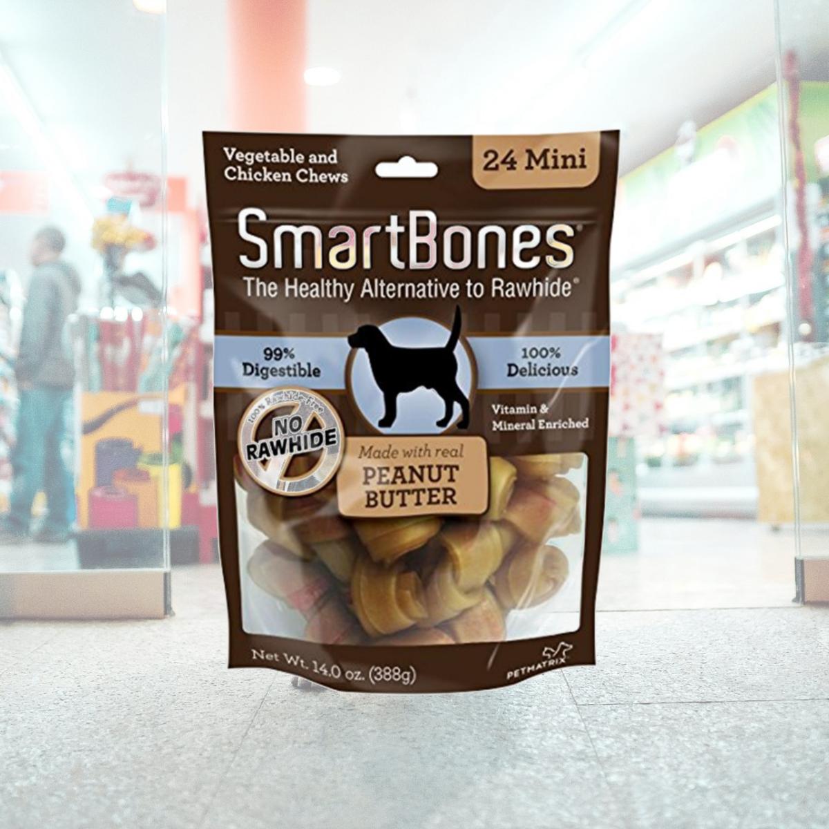 Picture of Spectrum Brands Pet 236132 Smart Bones Peanut Butter Dog Chew, Mini - Pack of 24