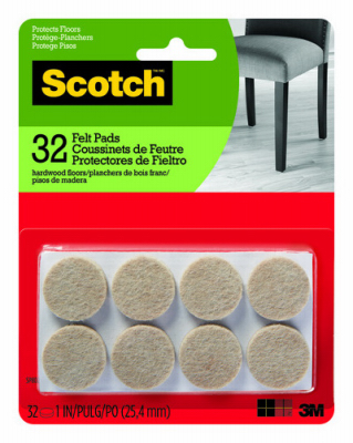 Picture of 3M 236639 1 in. Round Felt Pads&#44; Beige - 32 Count