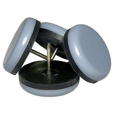 235717 1.25 in. TruGuard Round Nail On Sliders, Gray Blue - Pack of 4