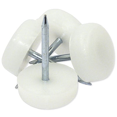 235906 0.62 in. TruGuard Plastic Base Round Nail On Glides, White - Pack of 4