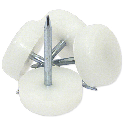 235907 0.75 in. TruGuard Plastic Base Round Nail On Glides, White - Pack of 4