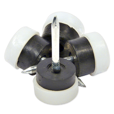 235910 0.75 in. TruGuard Plastic Base Round Nail On Cushioned Glides, White - Pack of 4