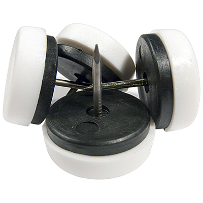 235950 0.62 in. TruGuard Plastic Base Round Nail On Cushioned Glides, White - Pack of 4