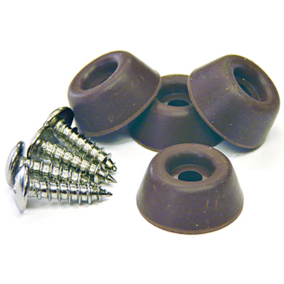 235953 0.87 in. TruGuard Screw On Rubber Bumpers, Brown - Pack of 4