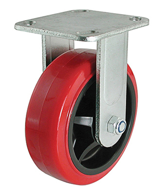 6 in. Polyurethane Mold On Rigid Caster, Red & Black