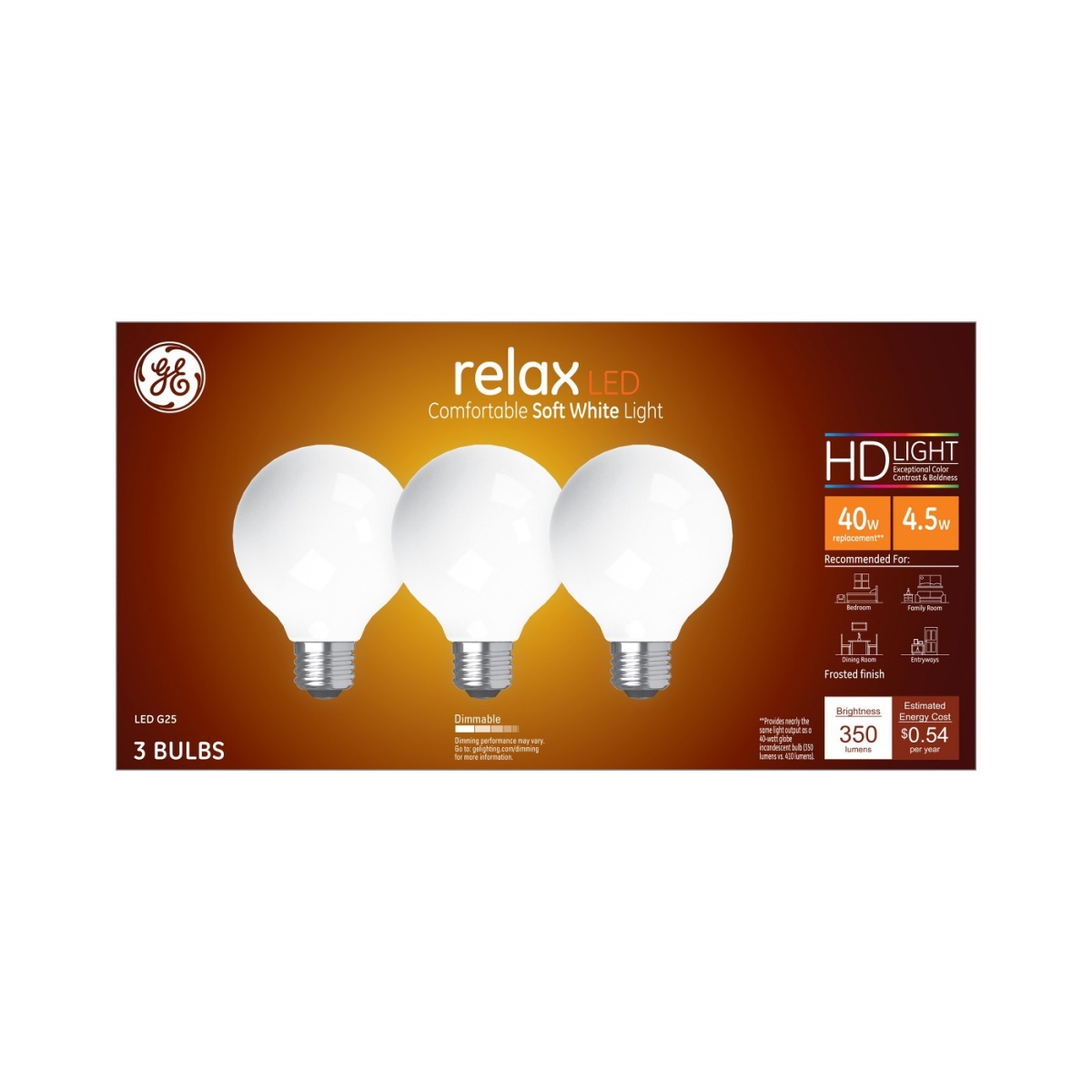 240179 4.5 W Fros G25 Bulb - Pack of 3